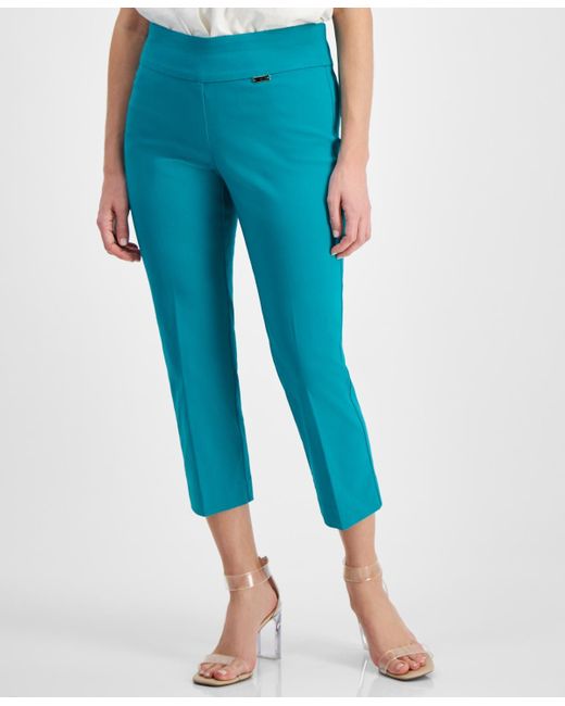 INC International Concepts Blue Petite Mid-rise Straight-leg Capri Pants