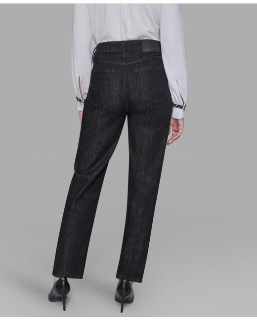 Karl Lagerfeld Black Patch Denim Straight-leg Jeans
