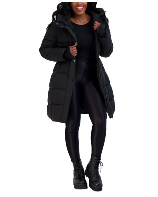 Steve Madden Black Juniors' Anorak Hooded Puffer Coat