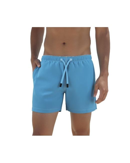NoNetz Blue Retro 5" Inseam Slim Fit No Rash Swim Trunks for men