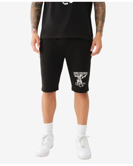 True Religion Black Tiger Shorts for men
