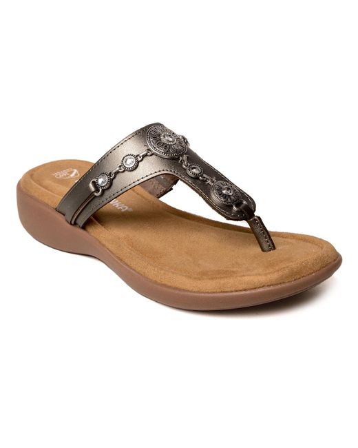 Minnetonka Brown Brecca Embellished Thong Sandals