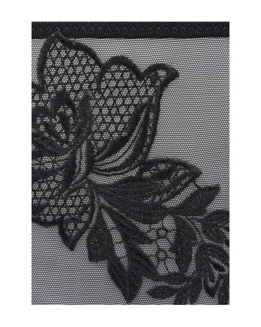 Lascana Black Sheer Floral Thong