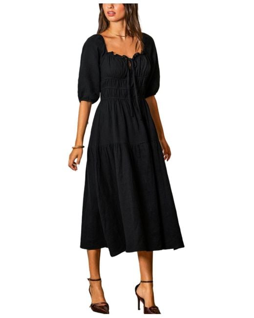 CUPSHE Black Honey & Haze Midi Beach Dress