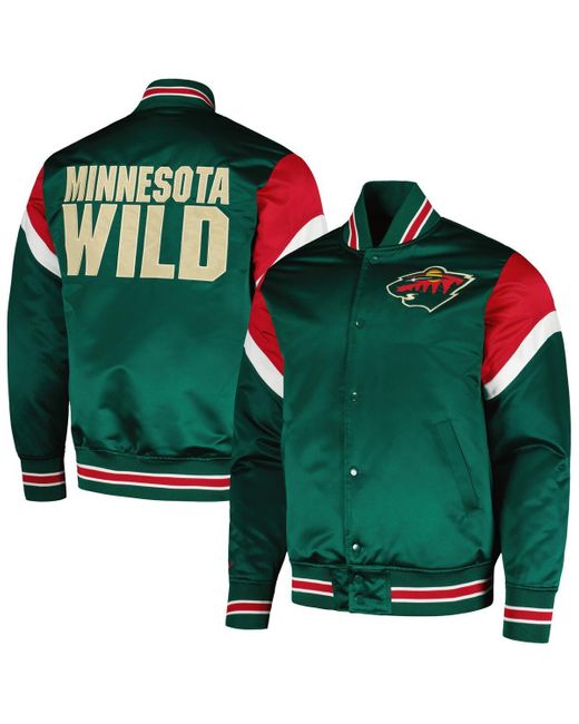 Mitchell & Ness Green Minnesota Wild Midweight Satin Full-snap Jacket for men