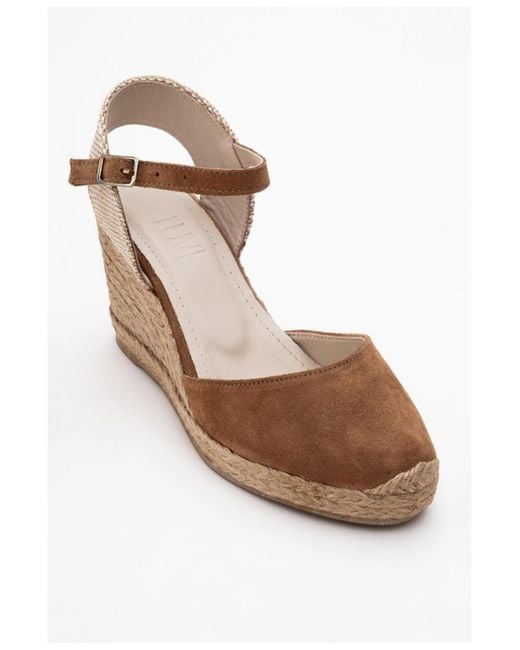Forever & Always Shoes Brown Sinta Suede Leather Platform Espadrille ()