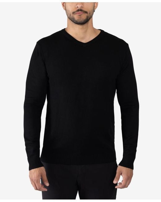 Xray Jeans Black X-ray Basic V-neck Pullover Midweight Sweater for men