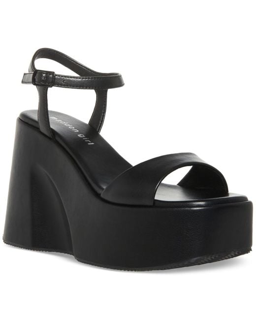 Madden Girl Silhouette Sculpted Platform Wedge Sandals in Black Lyst