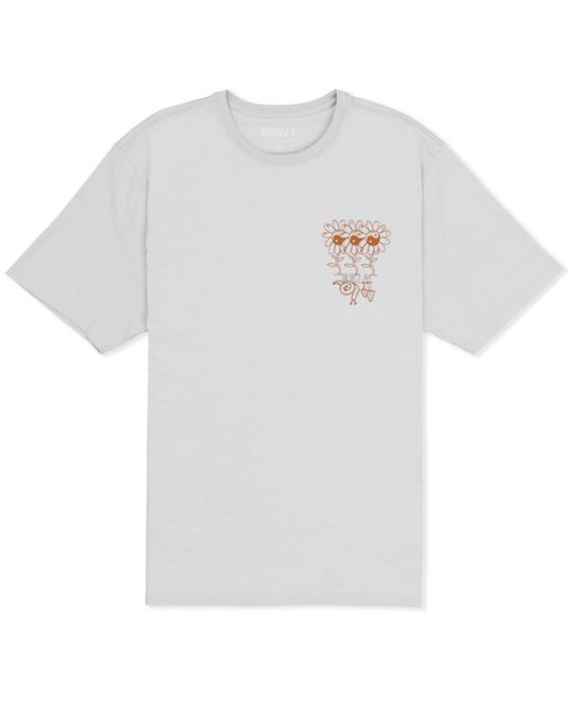 Hurley White Skulls And Flowers Short Sleeve T-shirt for men