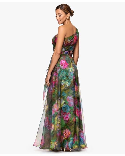Xscape Printed One-shoulder Long Dress in Green | Lyst Xscape Printed One-shoulder Long Dress in Green | Lyst