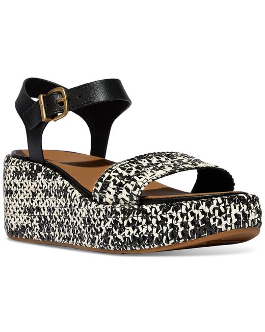 Fitflop Black Platform Woven Wedge Sandals