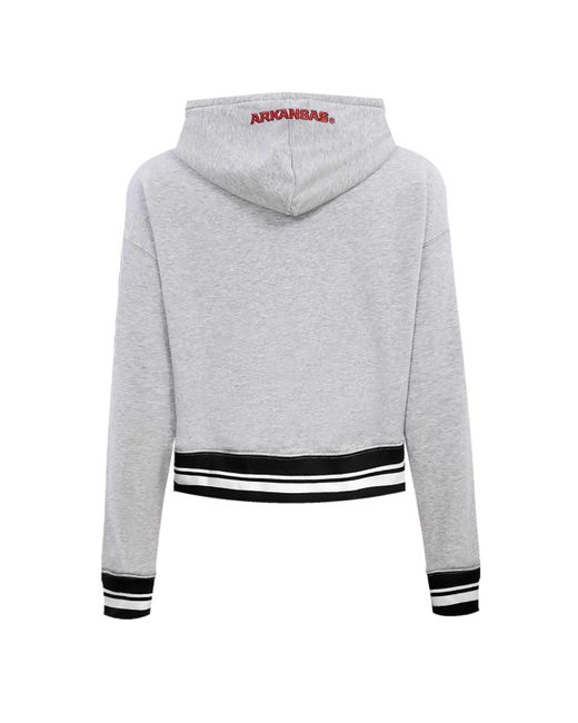 Pro Standard Gray Arkansas Razorbacks Script Tail Fleece Cropped Pullover Hoodie