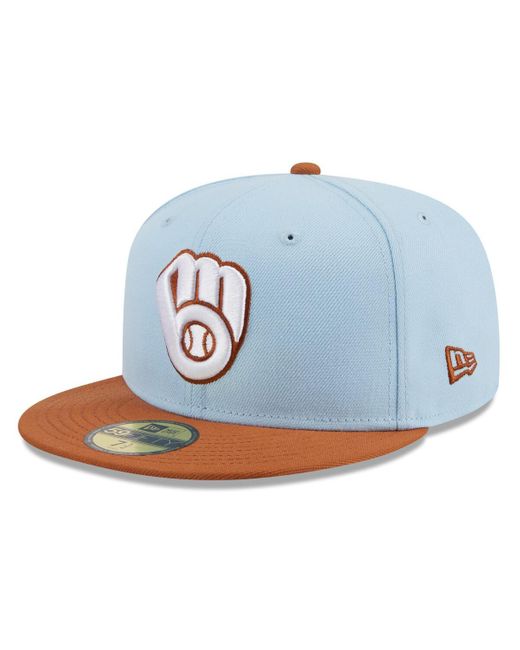KTZ Blue /brown Milwaukee Brewers Spring Color Basic Two-tone 59fifty Fitted Hat for men