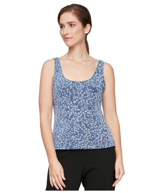 Alex Evenings Blue Printed Jacket And Top Set