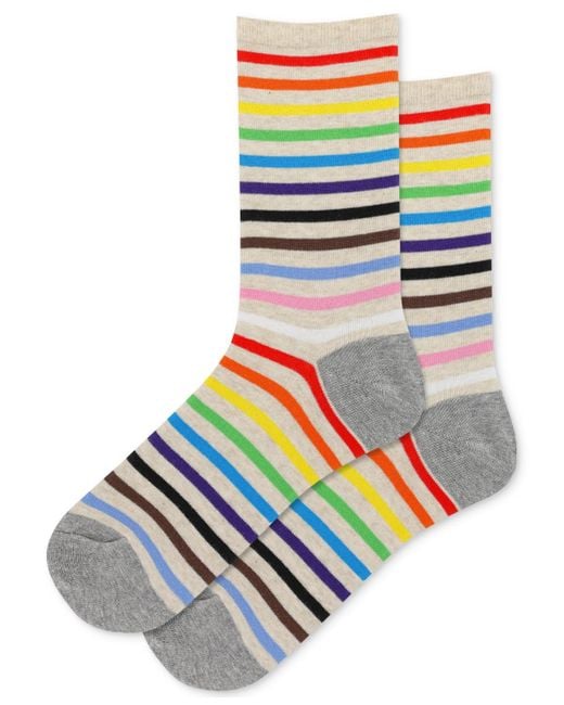 Hot Sox Gray Rainbow Striped Crew Socks