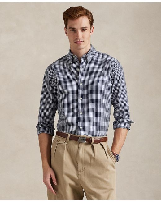 Polo Ralph Lauren Blue Slim-fit Gingham Stretch Poplin Shirt for men