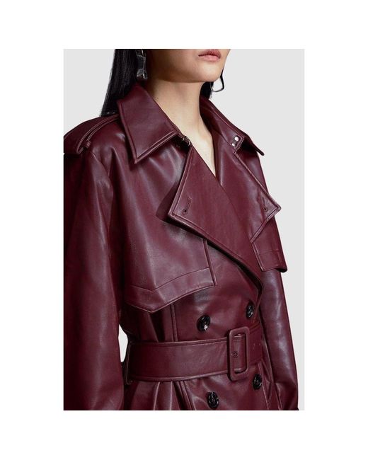 Karen Millen Tailored Faux Leather Belted Trench Coat