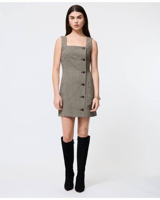 French Connection Women's White Houndstooth Square-neck Mini Dress French Connection Women's White Houndstooth Square-neck Mini Dress