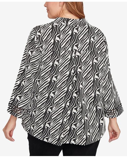 Ruby Rd Gray Plus Size Zebra Collared Knit Swing Jacket