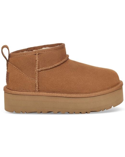 Ugg Brown Kids Classic Ultra Mini Platform Booties