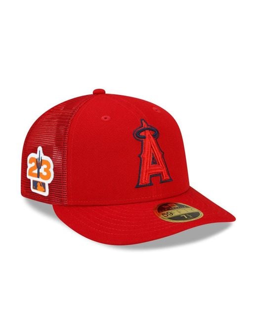 KTZ Red Los Angeles Angels 2023 Spring Training Low Profile 59fifty Fitted Hat for men