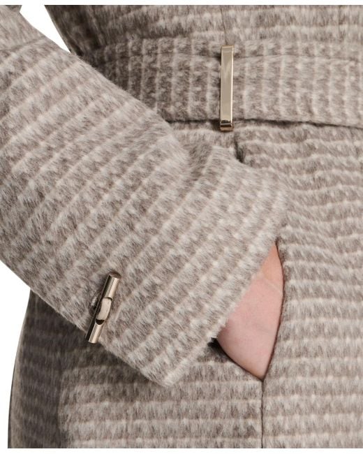 Calvin Klein Natural Asymmetrical Belted Wrap Coat
