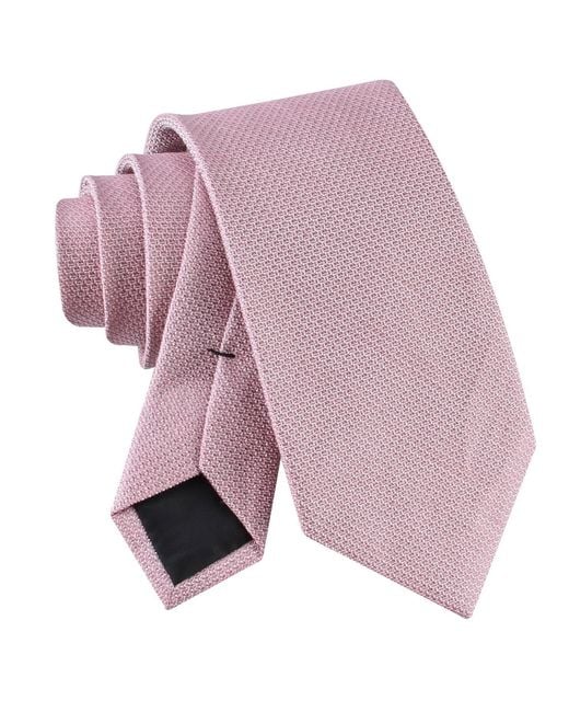 Calvin Klein Pink Textured Solid Silk & Linen Blend Tie for men