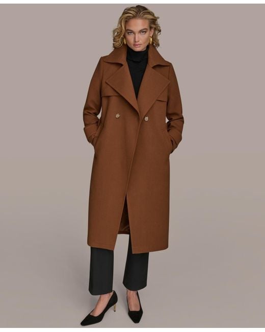 Donna Karan Brown Belted Notched-collar Trench Coat