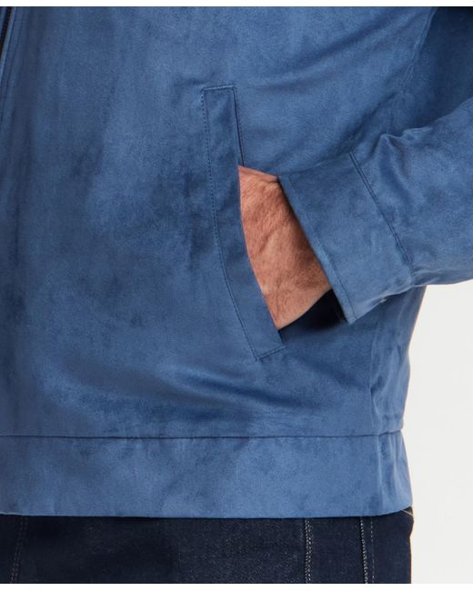 Weatherproof Blue Moto Microsuede Jacket for men