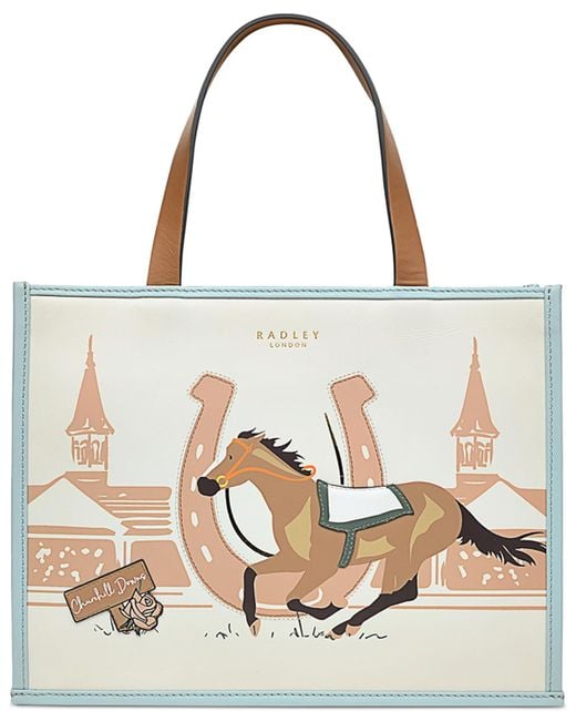 Radley Multicolor Kentucky Derby Ss24 Small Zippered Leather Tote