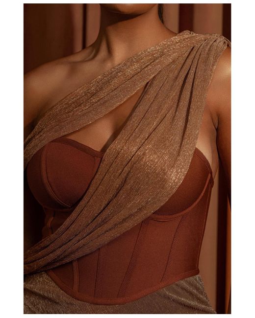 JLUXLABEL Women's Brown Celestina Draped Maxi Dress -  www.rajagirimanappuram.com
