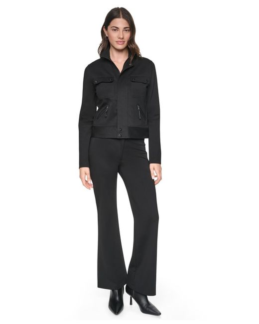 DKNY Black Soho Ponte Tech Zip-front Jacket