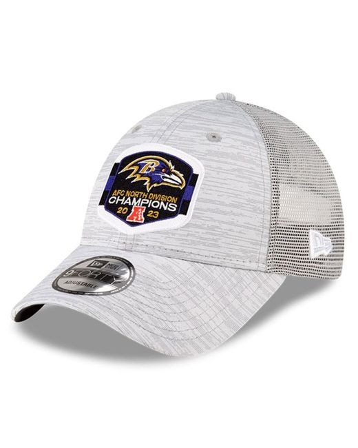 KTZ Metallic Baltimore Ravens 2023 Afc North Division Champions Locker Room Trophy Collection Trucker 9forty Adjustable Hat for men