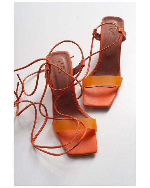 Prologue Shoes Orange Rhea Block Heel Sandal ()