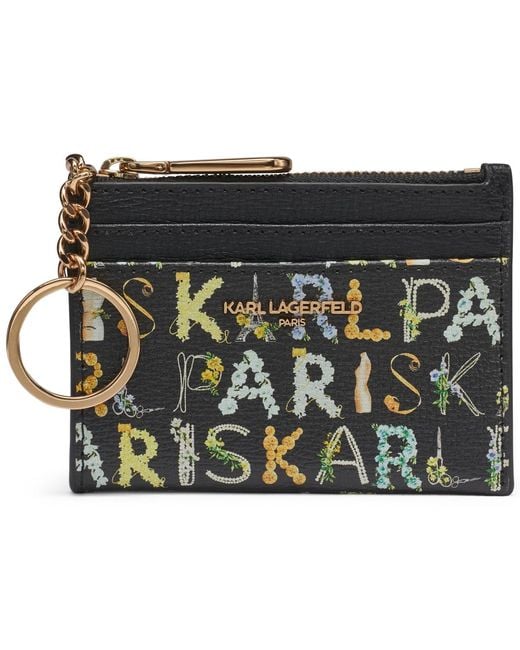 Karl Lagerfeld Black Key Ring Card Case