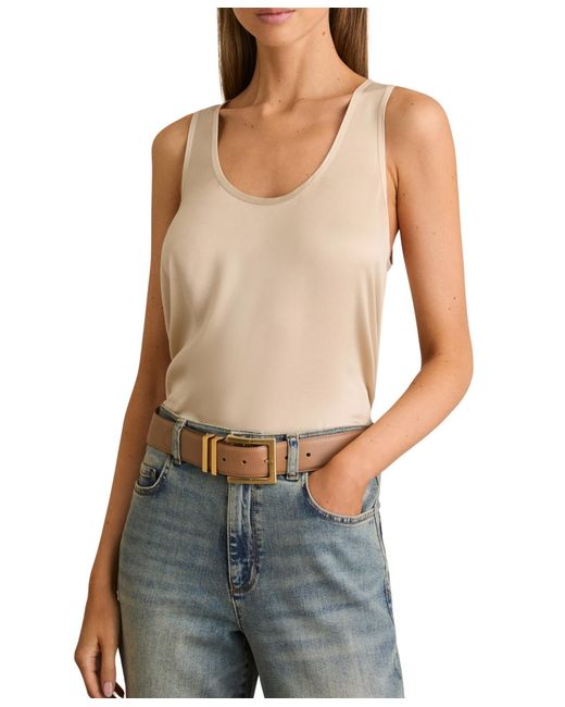 Reiss Blue Ruby Silk-front Cami Top