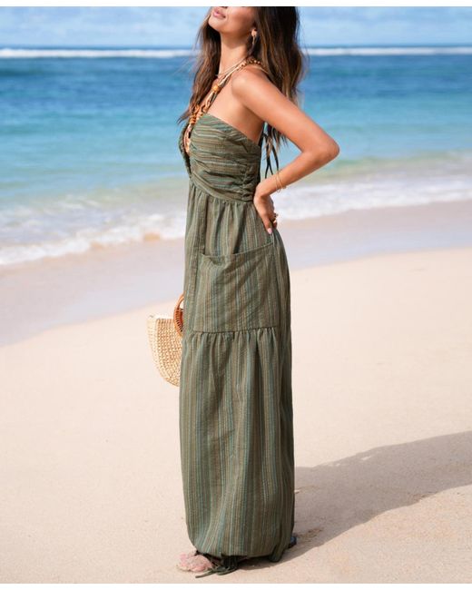CUPSHE Green Forest Glow Striped Jumpsuit