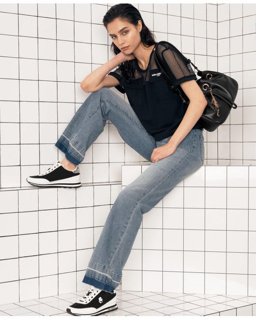 Karl Lagerfeld Blue Patch Pocket Flare-leg Jeans