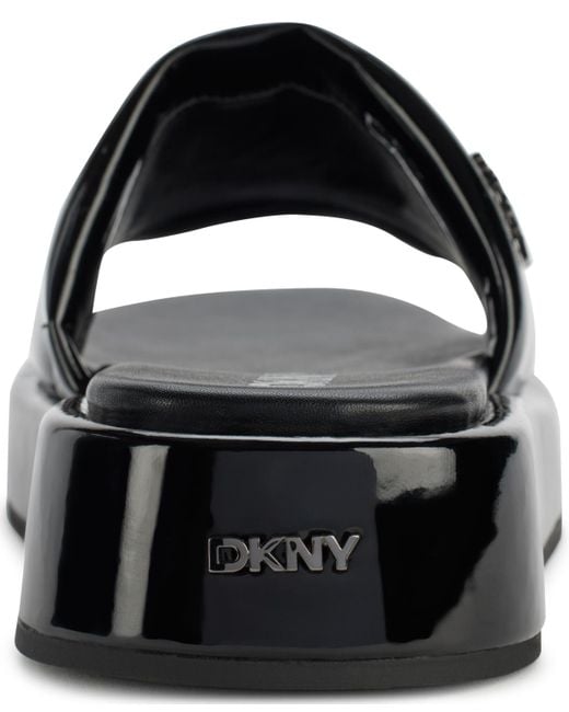 DKNY Black Lachine Platform Slide Sandals