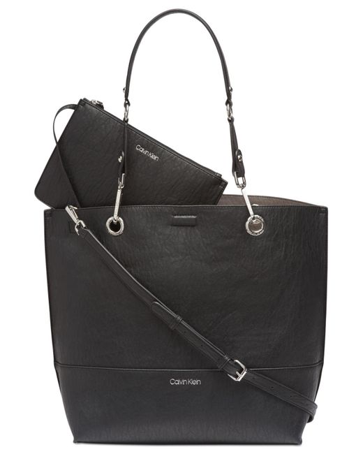 Calvin Klein Black Sonoma Reversible Tote With Pouch