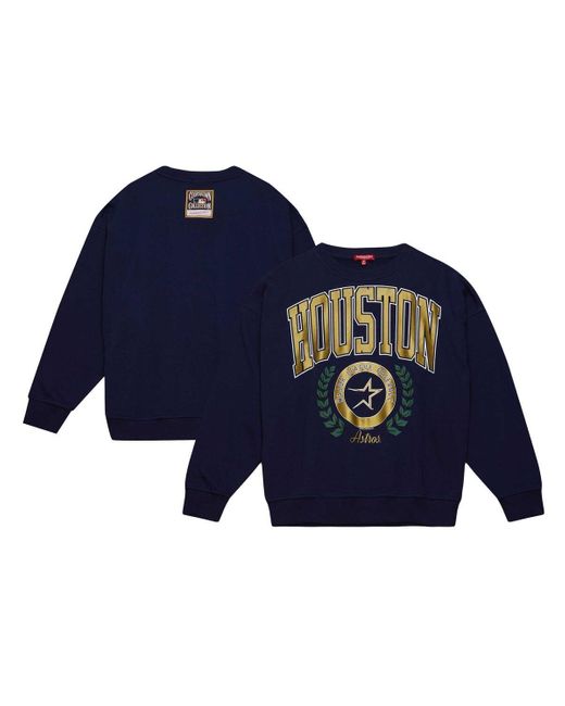 Mitchell & Ness Blue Houston Astros Cooperstown Collection Logo Pullover Sweatshirt