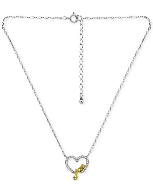 Giani Bernini Metallic Cubic Zirconia Mom Heart Pendant Necklace