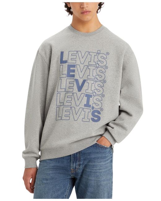 Levi's Gray Relaxed-fit Logo Crewneck Sweatshirt for men