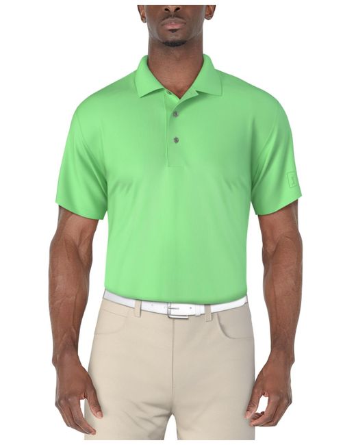 PGA TOUR Green Airflux Solid-color Mesh Polo Golf Shirt for men