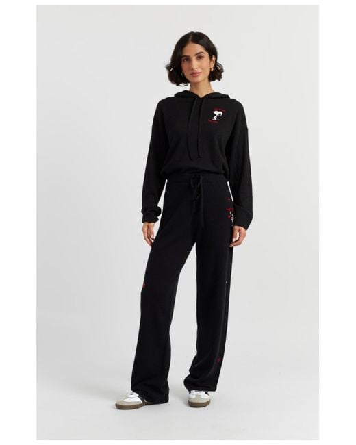 Chinti & Parker Black Wool Cashmere Peanuts Wide-leg Track Pants