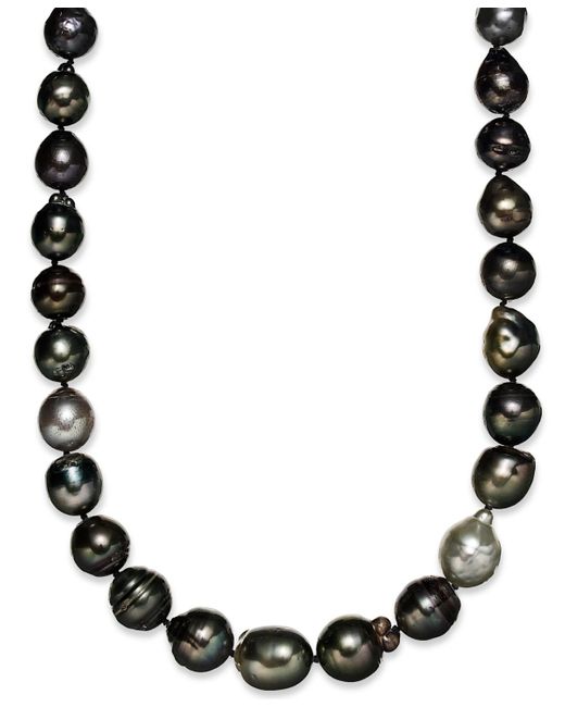 Macy's Black Pearl Necklace, Sterling Silver Multicolor Cultured Tahitian Pearl Baroque Strand Necklace (9-11mm)