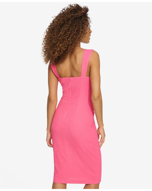 Siena Jewelry Pink Textured Side-cutout Gathered-bodice Dress