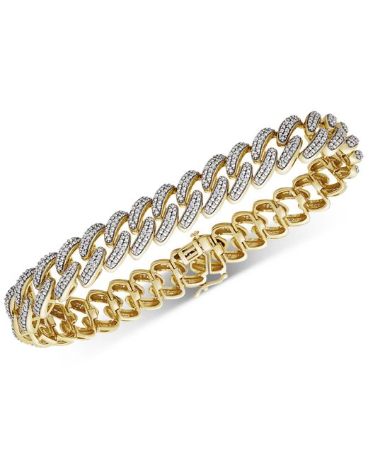 Macy's Diamond Cuban Link Bracelet (1 Ct. T.w.) In 14k Gold-plated Sterling  Silver in Metallic for Men - Lyst