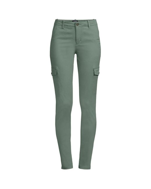 Lands' End Green Mid Rise Slim Cargo Chino Pants