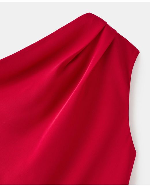 Mango Women's Red Asymmetrical Neckline A-line Dress